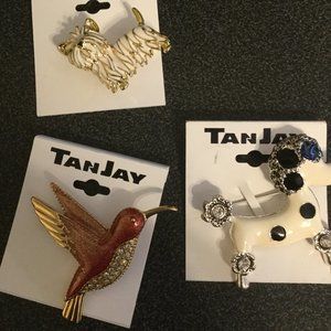 Lot of 3 animal brooches Tan Jay  brand all new never worn